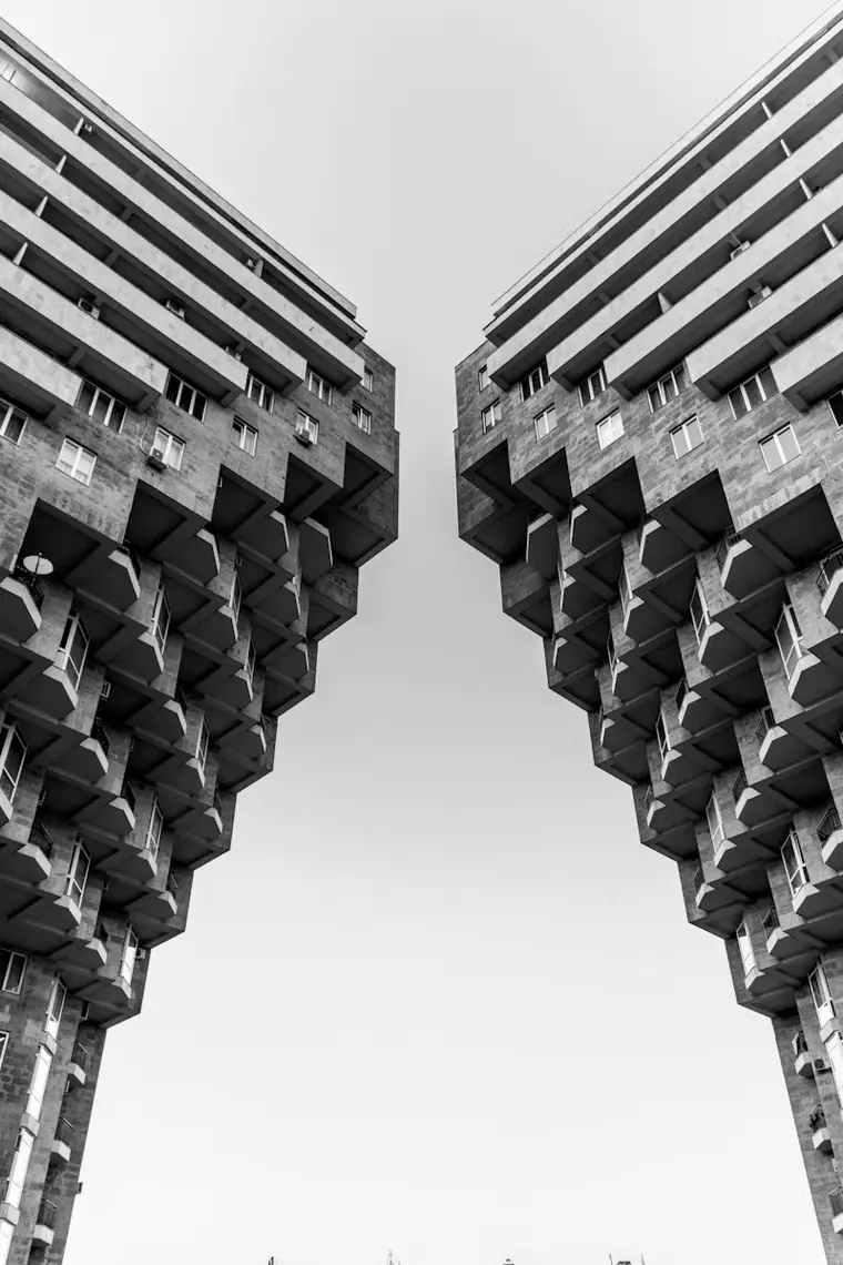 Modernist towers rising